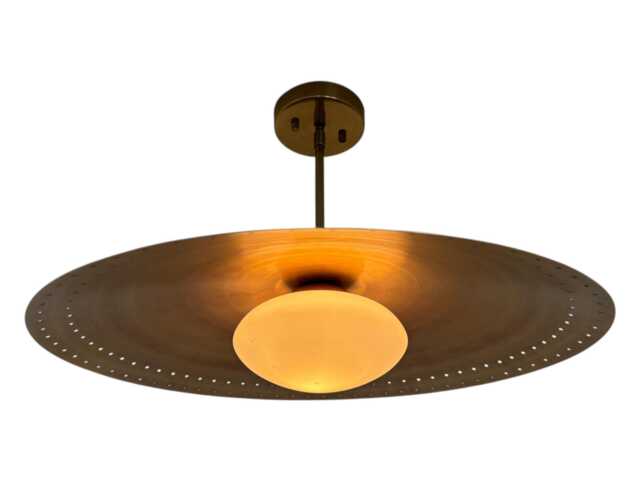 Handmade Brass Sputnik Chandelier Mid Century Modern Perforated Disk Light, 24 Inch - image 1