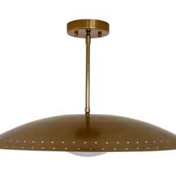 Handmade Brass Sputnik Chandelier Mid Century Modern Perforated Disk Light, 24 Inch - thumbnail 2