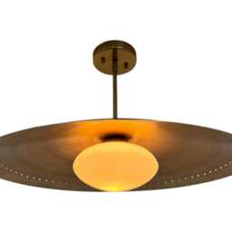 Handmade Brass Sputnik Chandelier Mid Century Modern Perforated Disk Light, 24 Inch - thumbnail 4