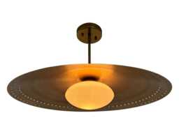 Handmade Brass Sputnik Chandelier Mid Century Modern Perforated Disk Light, 24 Inch - thumbnail 1
