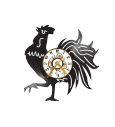 Free Shipping Rooster Themed Vinyl Album Record Clock Made in The > Usa - thumbnail 1