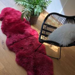 Large Sheepskin Rug, Raspberry Pink Genuine Sheepskin Rug , Interior Accessories, Decor, Luxury Fur Deep Hygge, Bed - thumbnail 4