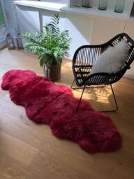 Large Sheepskin Rug, Raspberry Pink Genuine Sheepskin Rug , Interior Accessories, Decor, Luxury Fur Deep Hygge, Bed - thumbnail 1