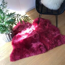 Large Sheepskin Rug, Raspberry Pink Genuine Sheepskin Rug , Interior Accessories, Decor, Luxury Fur Deep Hygge, Bed - thumbnail 3