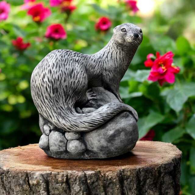 Concrete Otter Statue Stone Wildlife Figure Cement Animal Sculpture Outdoor Garden Decoration Yard Ornament Handmade Decor Otter Lover Gift - image 1