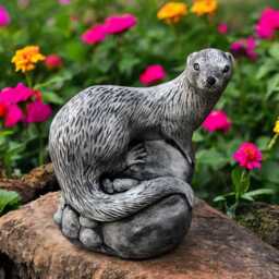 Concrete Otter Statue Stone Wildlife Figure Cement Animal Sculpture Outdoor Garden Decoration Yard Ornament Handmade Decor Otter Lover Gift - thumbnail 2