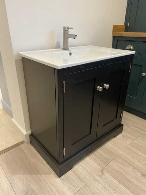 Handmade Vanity Unit - Little Greene Jack Black Solid Wood Cabinet Free Del - image 1