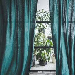 Dark Forest Linen Curtain Panel Soft Natural Drapes, Rod Pocket - thumbnail 3