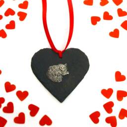 Cat Design Natural Slate Heart - Christmas Tree Decoration 2026 Ornament Lover Gift For Her Mum - thumbnail 2