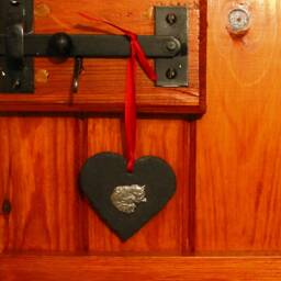 Cat Design Natural Slate Heart - Christmas Tree Decoration 2026 Ornament Lover Gift For Her Mum - thumbnail 4