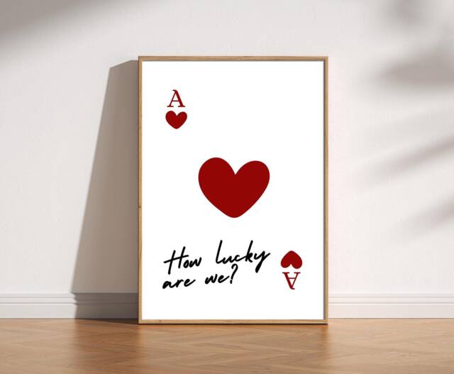Ace Of Hearts Print Romantic Bedroom Poster, Lucky Card Art - image 1