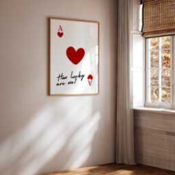 Ace Of Hearts Print Romantic Bedroom Poster, Lucky Card Art - thumbnail 2