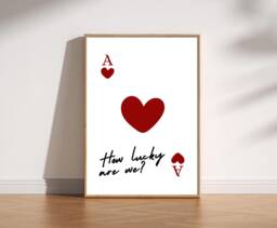 Ace Of Hearts Print Romantic Bedroom Poster, Lucky Card Art - thumbnail 1