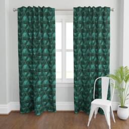 Geometric Curtain Panel - Modern Triangles Abstract Blue Green Gold Custom Mod Emerald Teal By Crystal_Walen - thumbnail 2