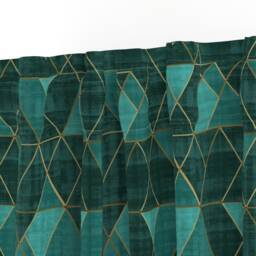 Geometric Curtain Panel - Modern Triangles Abstract Blue Green Gold Custom Mod Emerald Teal By Crystal_Walen - thumbnail 3