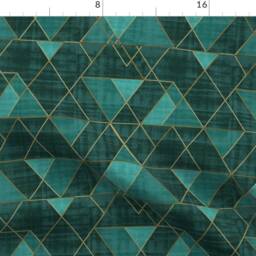 Geometric Curtain Panel - Modern Triangles Abstract Blue Green Gold Custom Mod Emerald Teal By Crystal_Walen - thumbnail 4