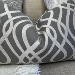 "Prestigious Textiles Amina Pewter Fabric Luxurious Cushion Cover Pillow Sham Throw Size 12"" X 20" - thumbnail 2