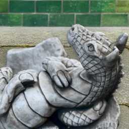 Concrete Relaxed Dragon Statue Stone Ornament Front Door Animal Figurine Handmade Cement Sculpture Yard Art Dragon Lover Gift - thumbnail 2