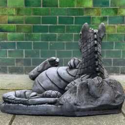 Concrete Relaxed Dragon Statue Stone Ornament Front Door Animal Figurine Handmade Cement Sculpture Yard Art Dragon Lover Gift - thumbnail 3