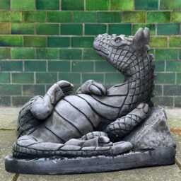 Concrete Relaxed Dragon Statue Stone Ornament Front Door Animal Figurine Handmade Cement Sculpture Yard Art Dragon Lover Gift - thumbnail 4