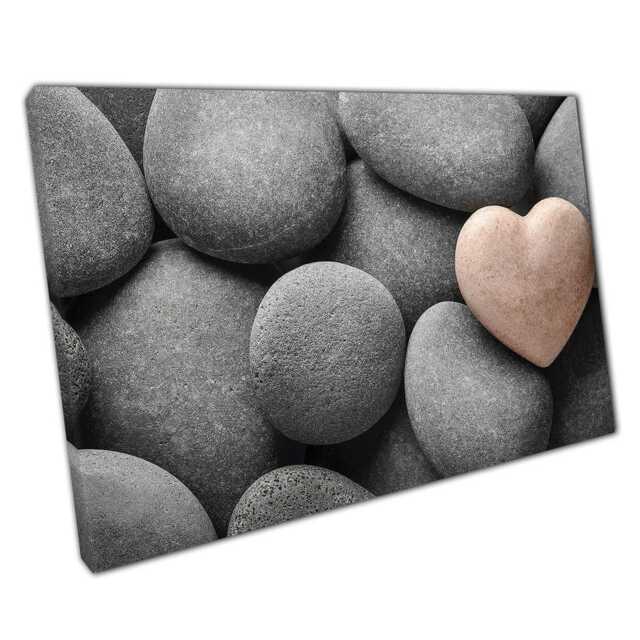 Serene Heart-Shaped Stone Canvas Print Zen Wall Art For Home & Office Atmosphere - image 1
