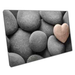 Serene Heart-Shaped Stone Canvas Print Zen Wall Art For Home & Office Atmosphere - thumbnail 1