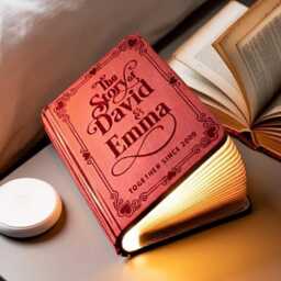 Personalized Couple's Story Book Lamp, Custom Couple Name Wood Folding Together Since Night Light, Valentine Gift - thumbnail 3