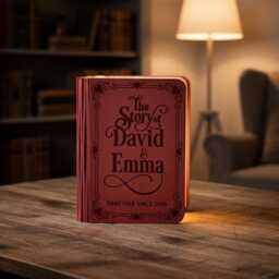 Personalized Couple's Story Book Lamp, Custom Couple Name Wood Folding Together Since Night Light, Valentine Gift - thumbnail 2