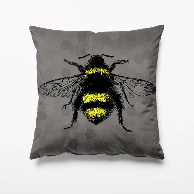 Grey Bee Garden Cushion Waterproof Outdoor Water Resistant
