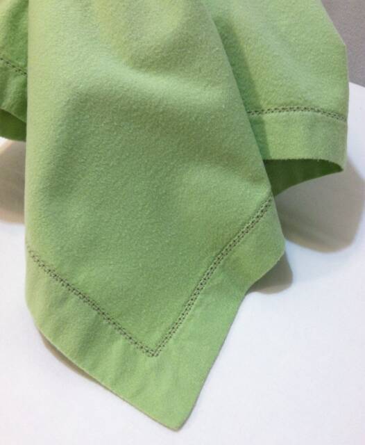 Hemstiched Flannel Baby Receiving Blanket Green Quiltsy Handmade - image 1