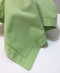 Hemstiched Flannel Baby Receiving Blanket Green Quiltsy Handmade - thumbnail 1