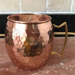 Lavender Scented Soy Candle in Polished Cooper Mug With Dried Herbs & Gems - thumbnail 2