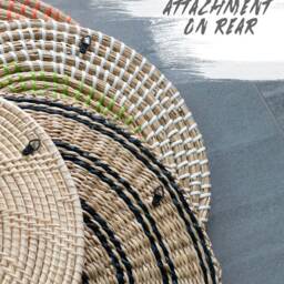 8 Woven Bamboo Rattan Wicker Seagrass Wall Art Decor Large Natural Plate Wood - thumbnail 4