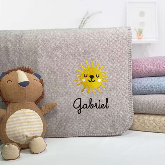 Personalized Baby Blanket With Name/Gift Cuddly Birth Date Organic Cotton Christening - image 1