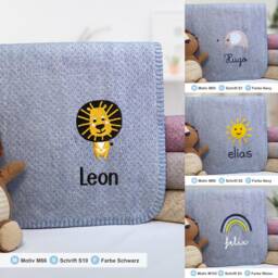 Personalized Baby Blanket With Name/Gift Cuddly Birth Date Organic Cotton Christening - thumbnail 3