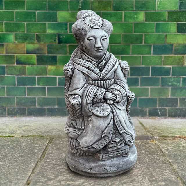 Concrete Asian Woman Statue Handmade Zen Garden Decor Japanese Sculpture Cement Geisha Ornament Chinese Yard Figure Geisha Lover Gift - image 1