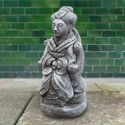 Concrete Asian Woman Statue Handmade Zen Garden Decor Japanese Sculpture Cement Geisha Ornament Chinese Yard Figure Geisha Lover Gift - thumbnail 3