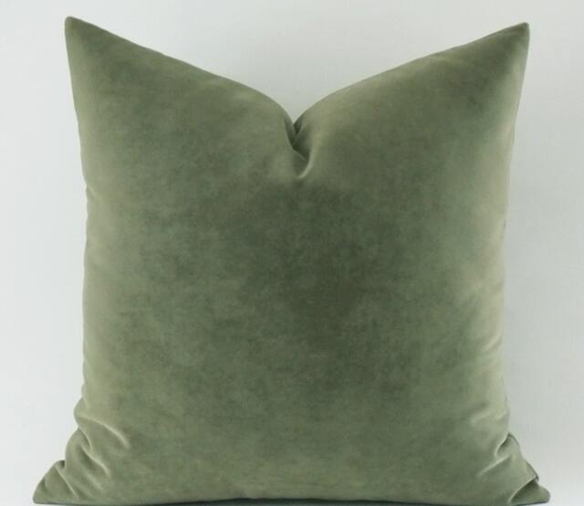 Velvet Cotton Pillow Cover Moldy Green Decorative Throw - image 1