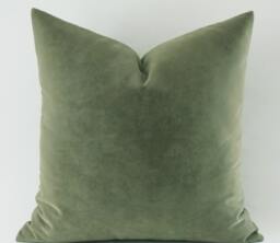 Velvet Cotton Pillow Cover Moldy Green Decorative Throw - thumbnail 1