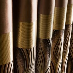 Brown & Gold Jacquard Curtains Custom Size Wave Pattern Drapes - thumbnail 3