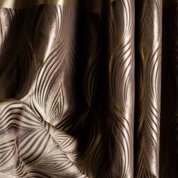 Brown & Gold Jacquard Curtains Custom Size Wave Pattern Drapes - thumbnail 4