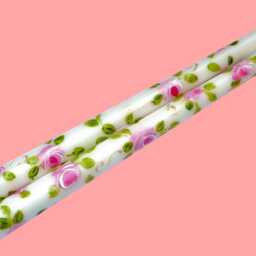 Hand Painted Light Pink Rose Taper Candles, Pretty Romantic Floral Shabby Chic Decor - thumbnail 2
