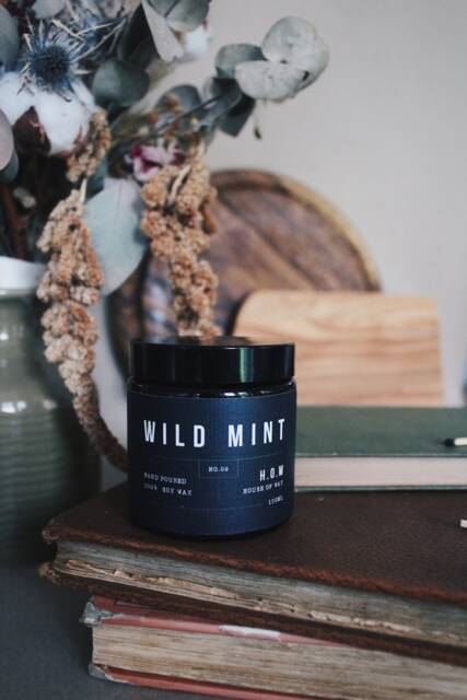 Wild Mint Candle - Soy Natural Wax Candles Eco in Amber Glass Jar - image 1