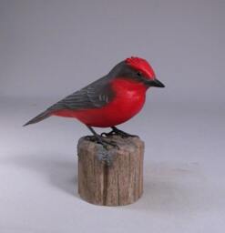 Vermillion Flycatcher Hand Carved Wooden Bird - thumbnail 1