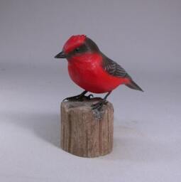 Vermillion Flycatcher Hand Carved Wooden Bird - thumbnail 2