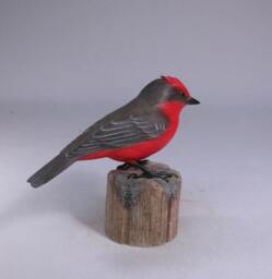 Vermillion Flycatcher Hand Carved Wooden Bird - thumbnail 3