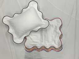 400 Thread Count White Cotton Sateen Hotel Stitch Pillow Sham With Scalloped Embroidery 2-Inch Flange - thumbnail 1