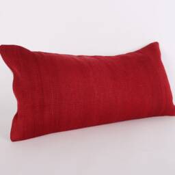 Vintage Turkish Kilim Lumbar Pillow Handwoven Wool Cushion Cover - 12x24 - thumbnail 2