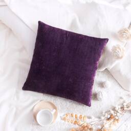 Dark Purple Plum Decorative Throw Pillow Cover, Boho Cushion Covers, Velour Blend Designer Pillowcase, Accent Farmhouse Sparkle Pillows - thumbnail 2