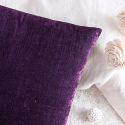 Dark Purple Plum Decorative Throw Pillow Cover, Boho Cushion Covers, Velour Blend Designer Pillowcase, Accent Farmhouse Sparkle Pillows - thumbnail 4